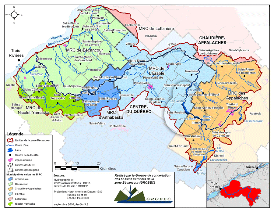 Limite administrative du la rivière Bécancour